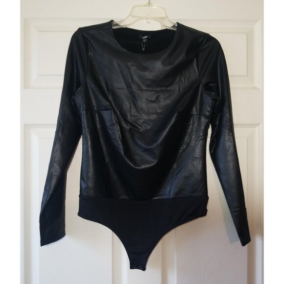 Express Body Contour Faux Leather High Neck Bodysuit, Brand Express - Picture 5 of 6